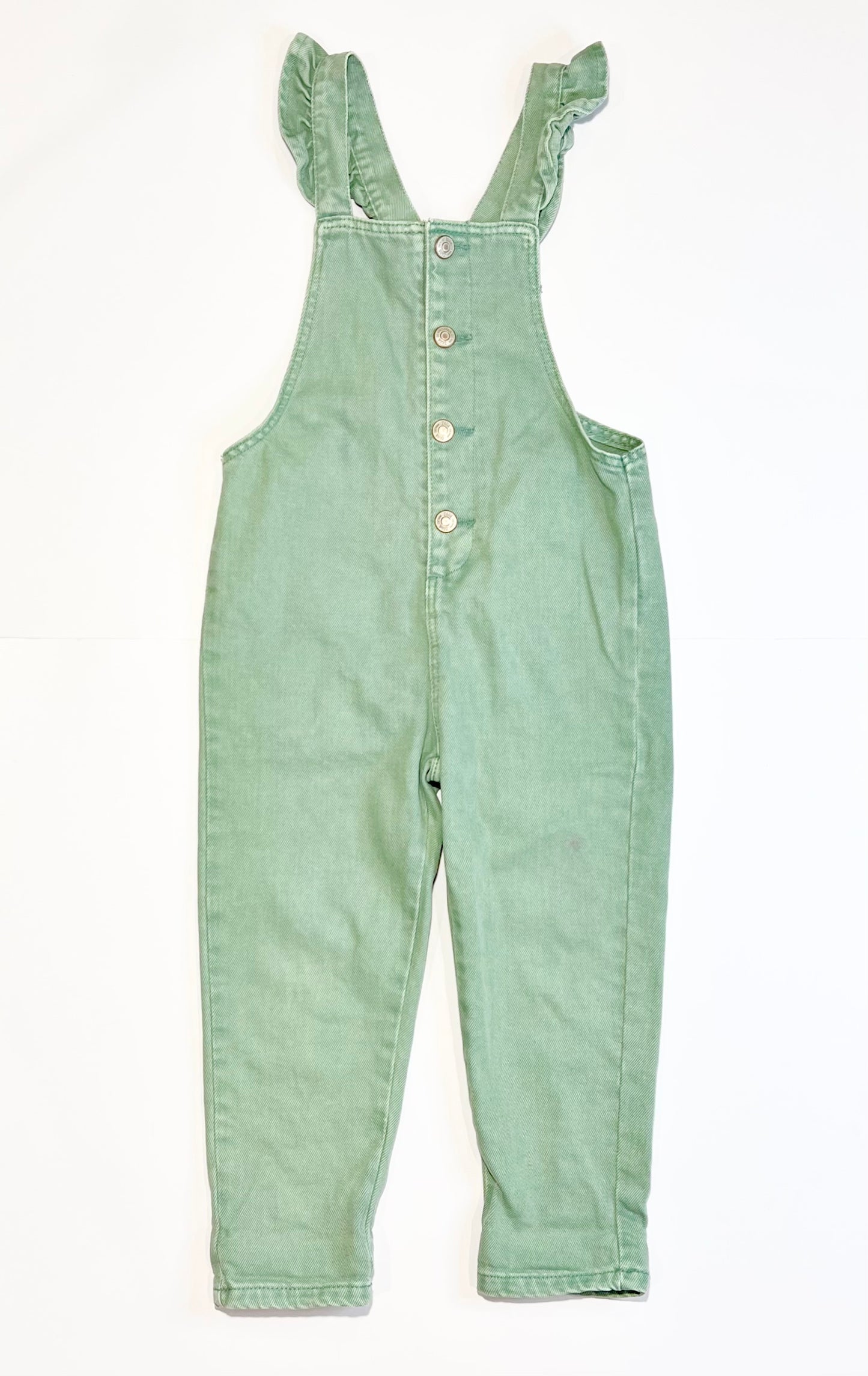 Green ruffle overalls - Size 3-4