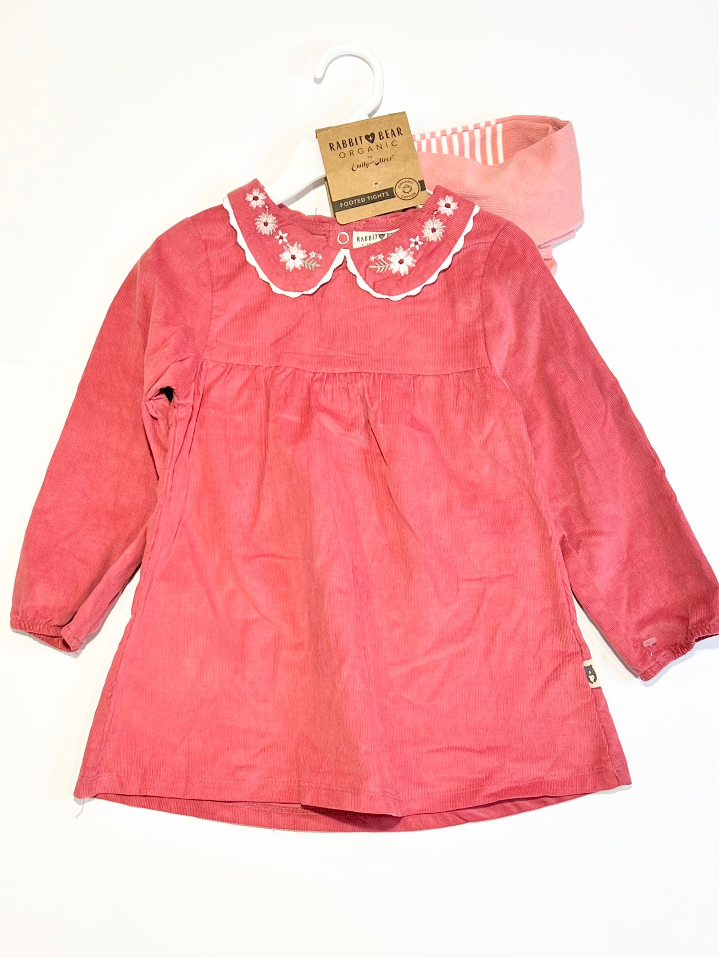 Corduroy dress with tights brand new - Size 3