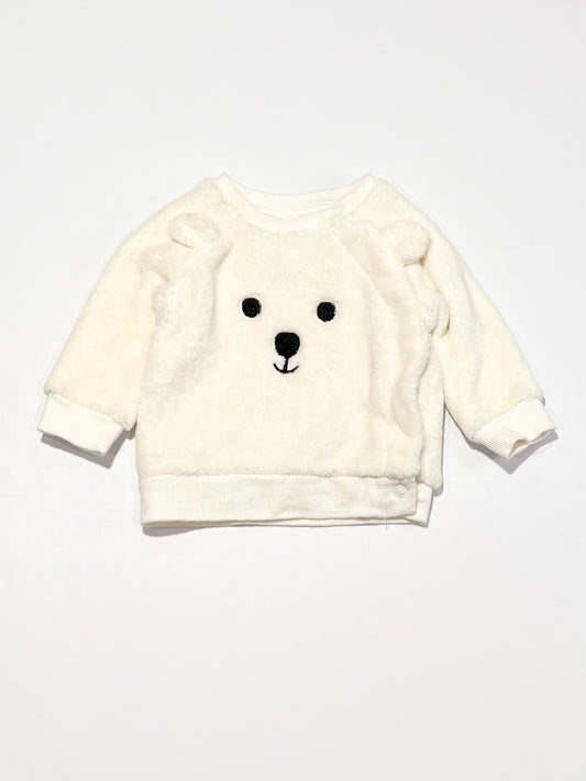 White fleece sweater - Size 1-2 months