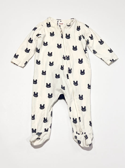 Navy bunnies zip onesie - Size 000