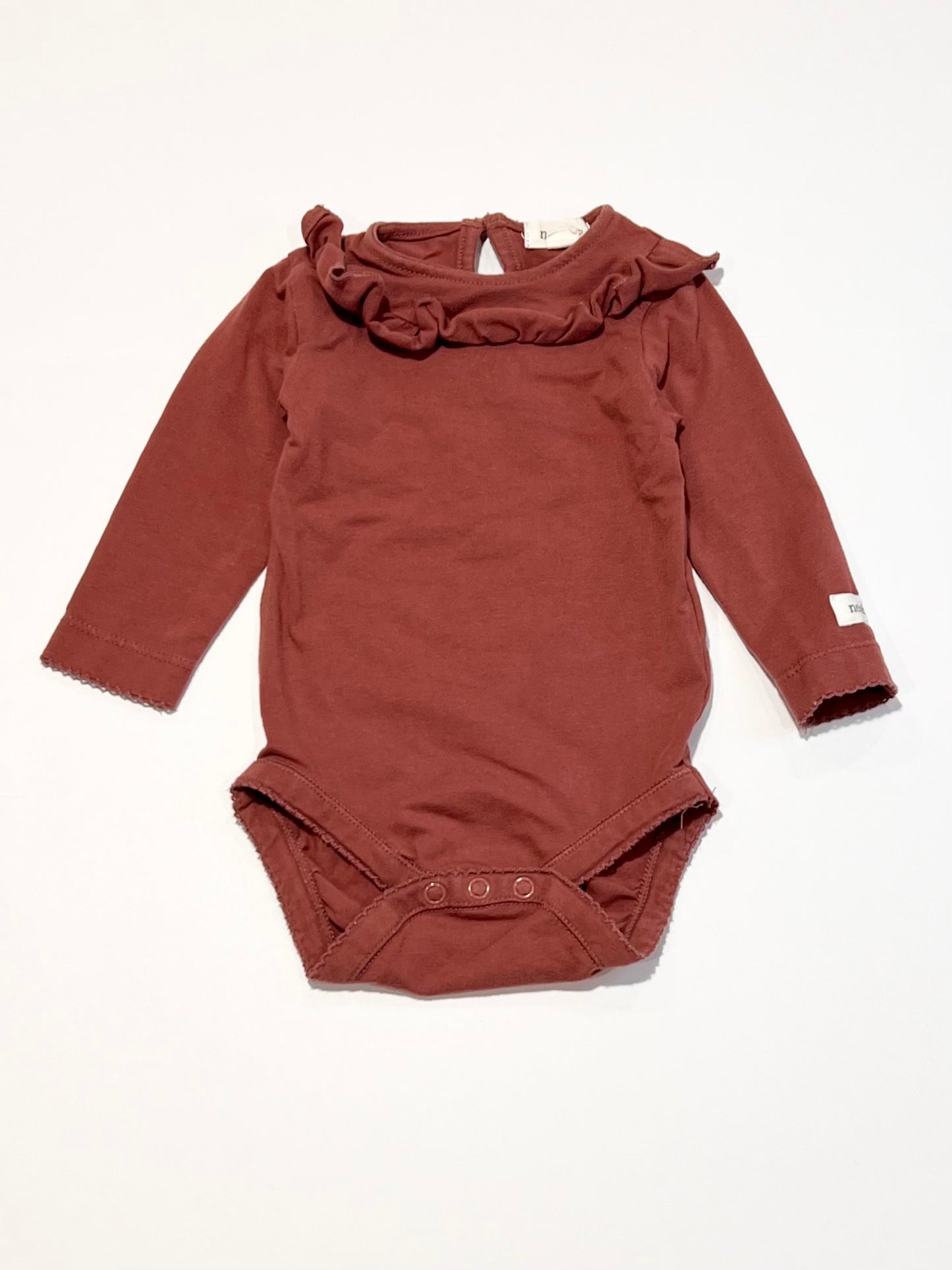 Brown ruffle bodysuit - Size 2-4 months