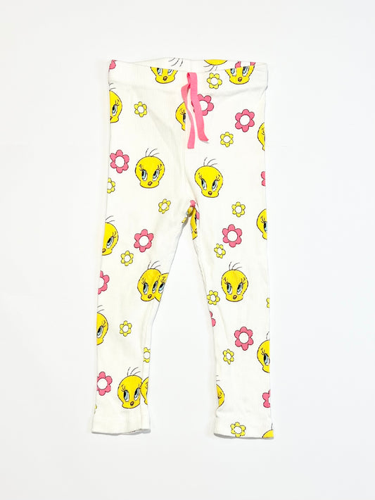 Tweety ribbed leggings - Size 2