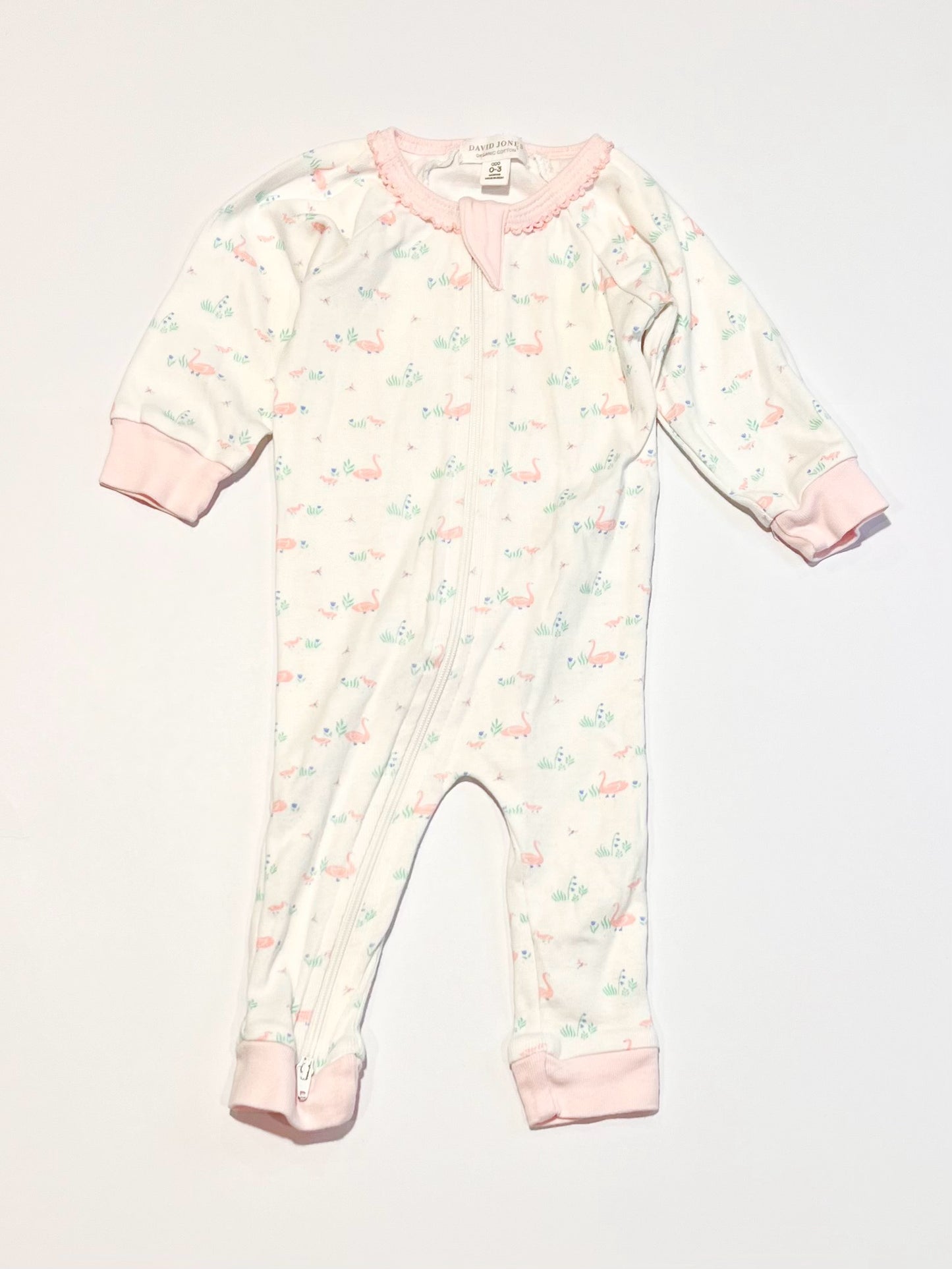 Ribbed swans zip onesie - Size 000