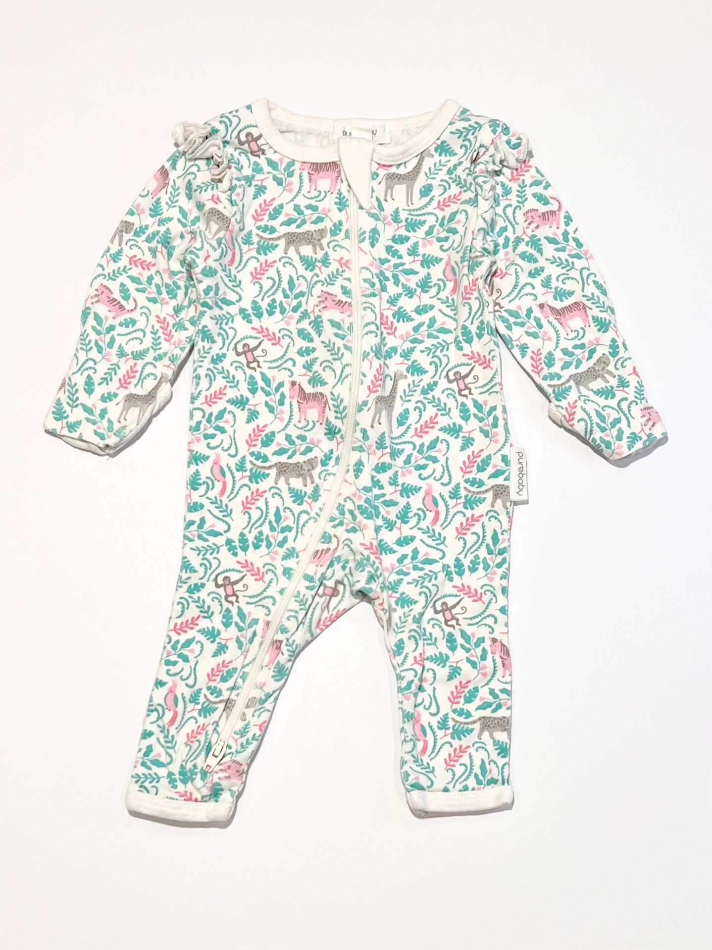 Ribbed leafy zip onesie - Size 000