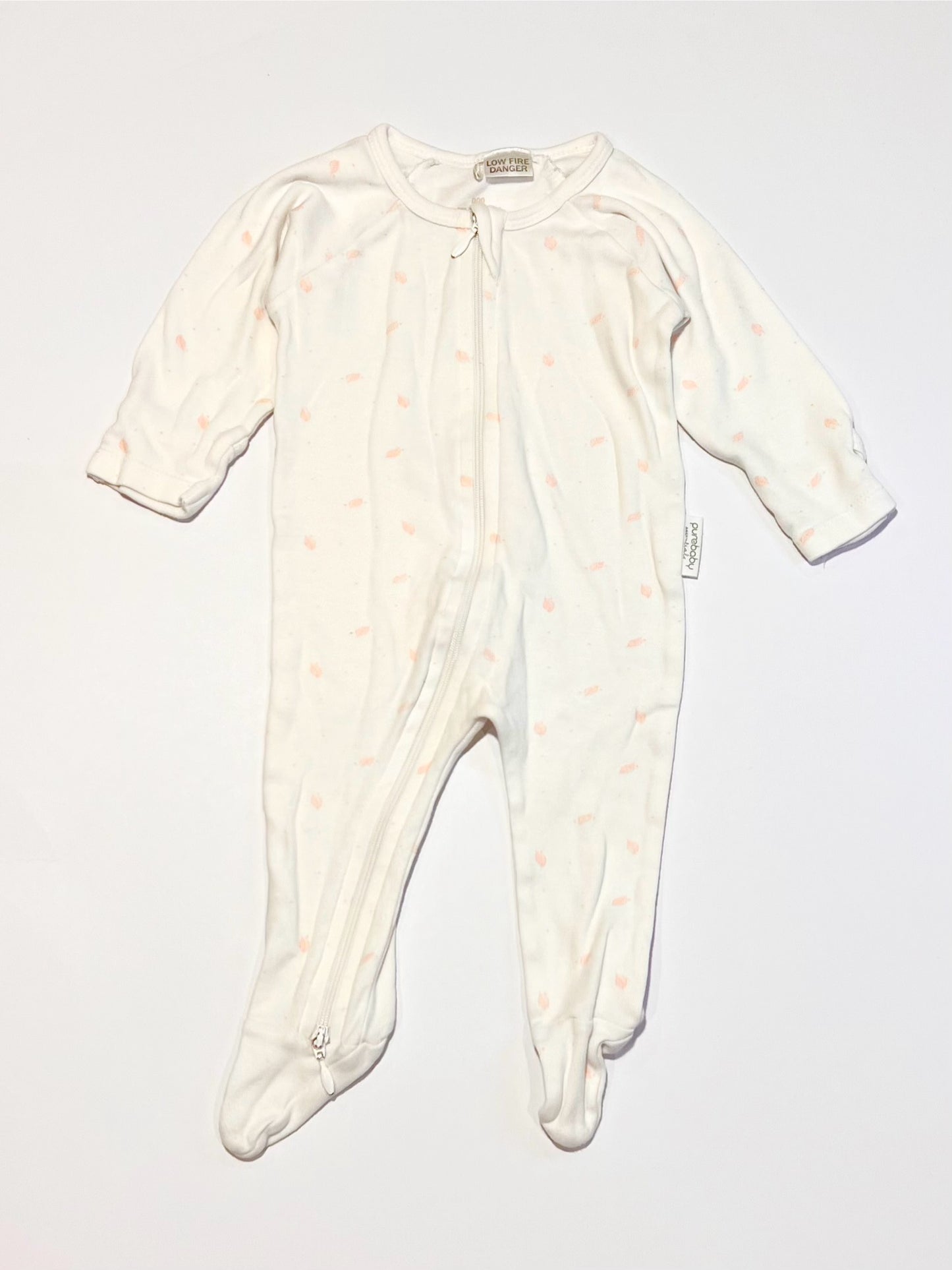Pink leaf zip onesie - Size 000