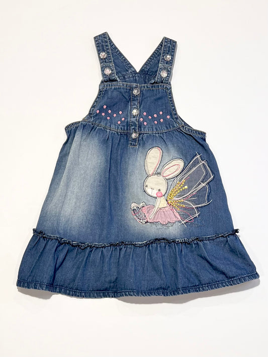 Blue chambray pinafore - Size 9-12 months