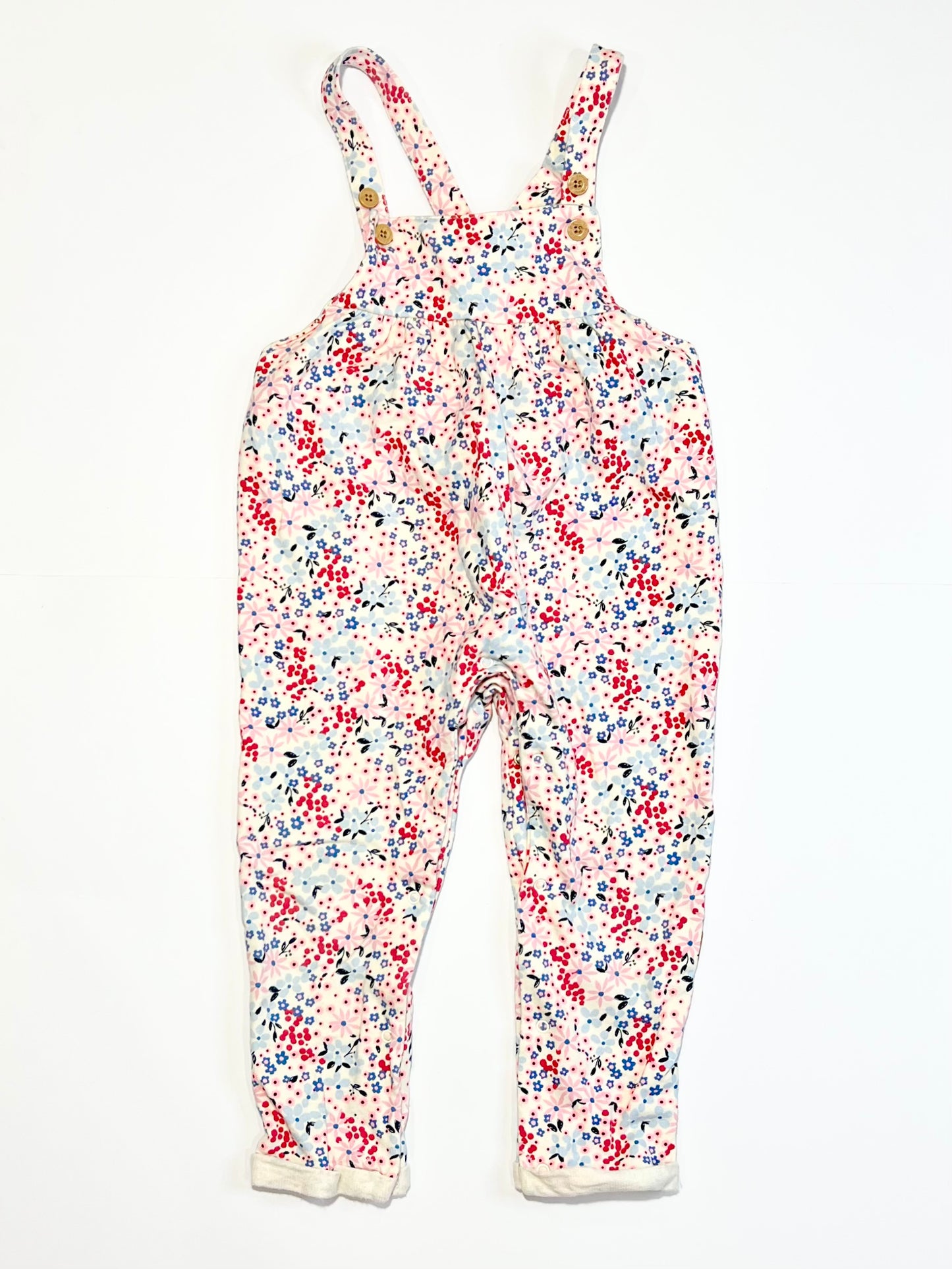 Floral jersey overalls - Size 2