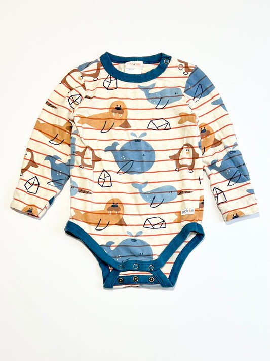 Striped animals bodysuit - Size 1