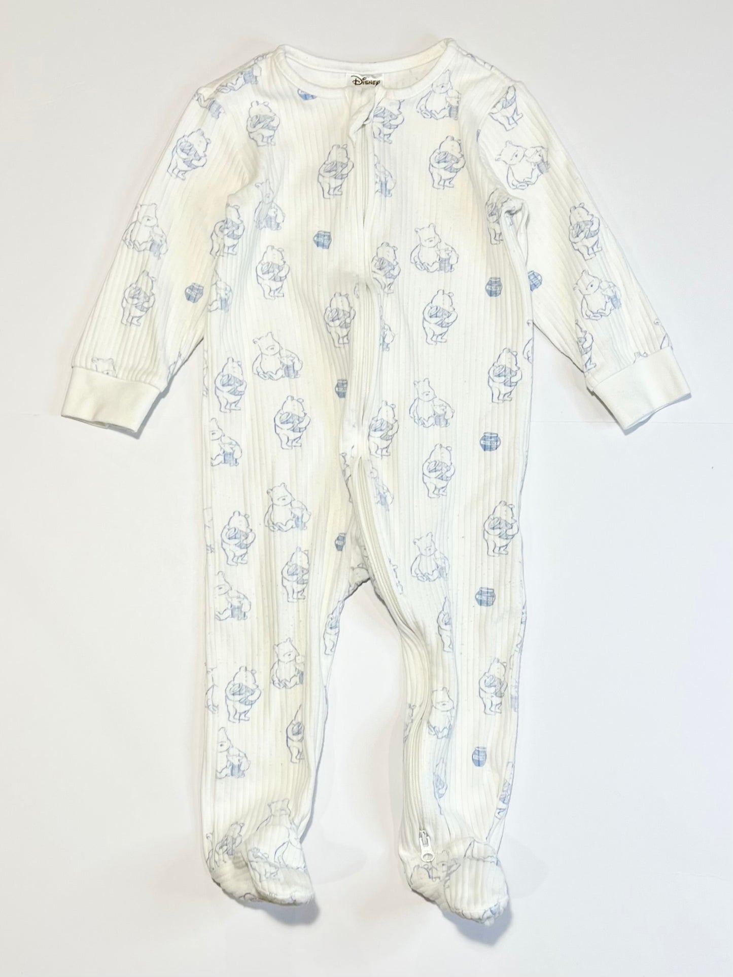 Ribbed Winnie zip onesie - Size 1