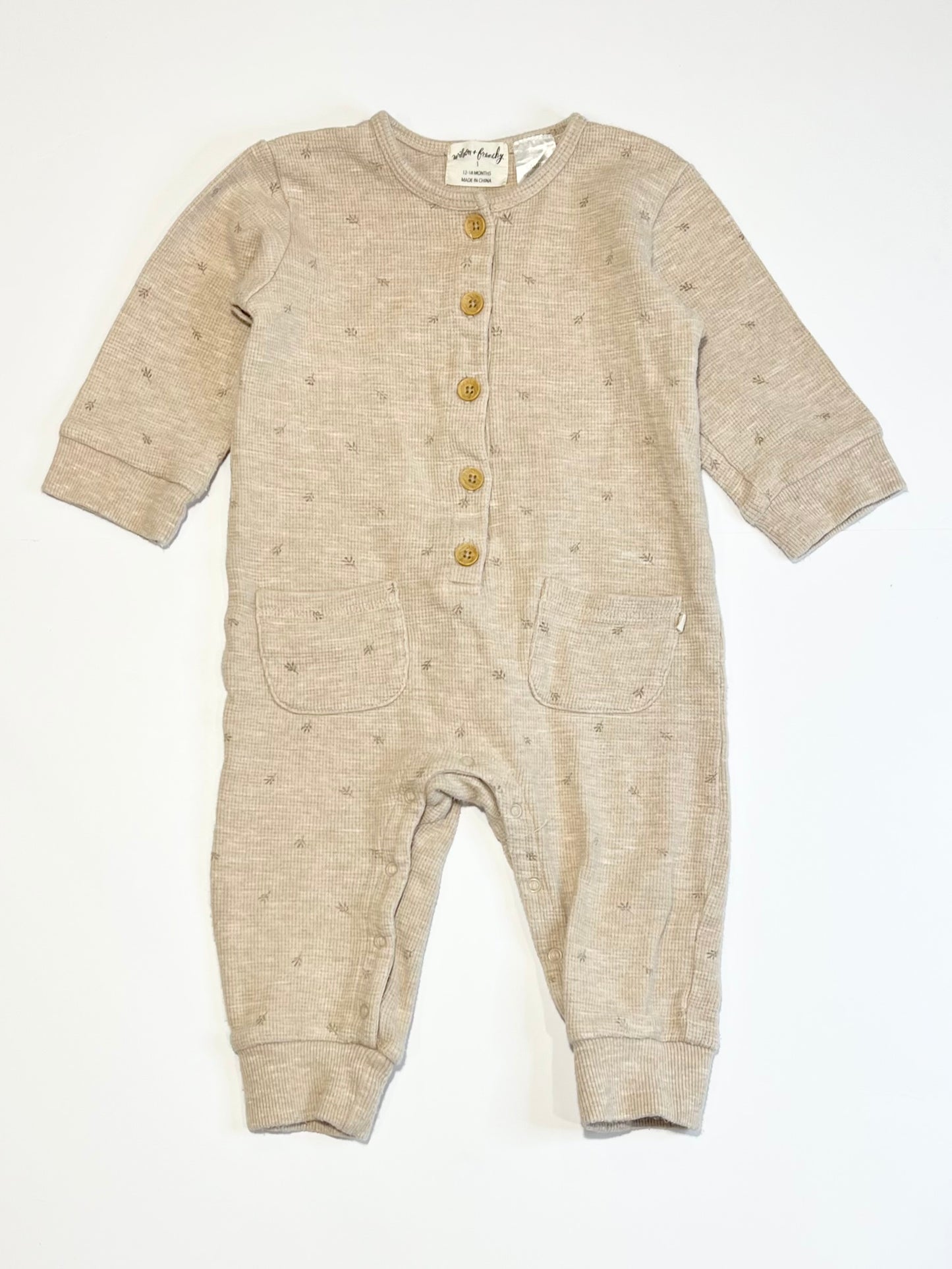 Tan waffle onesie - Size 1