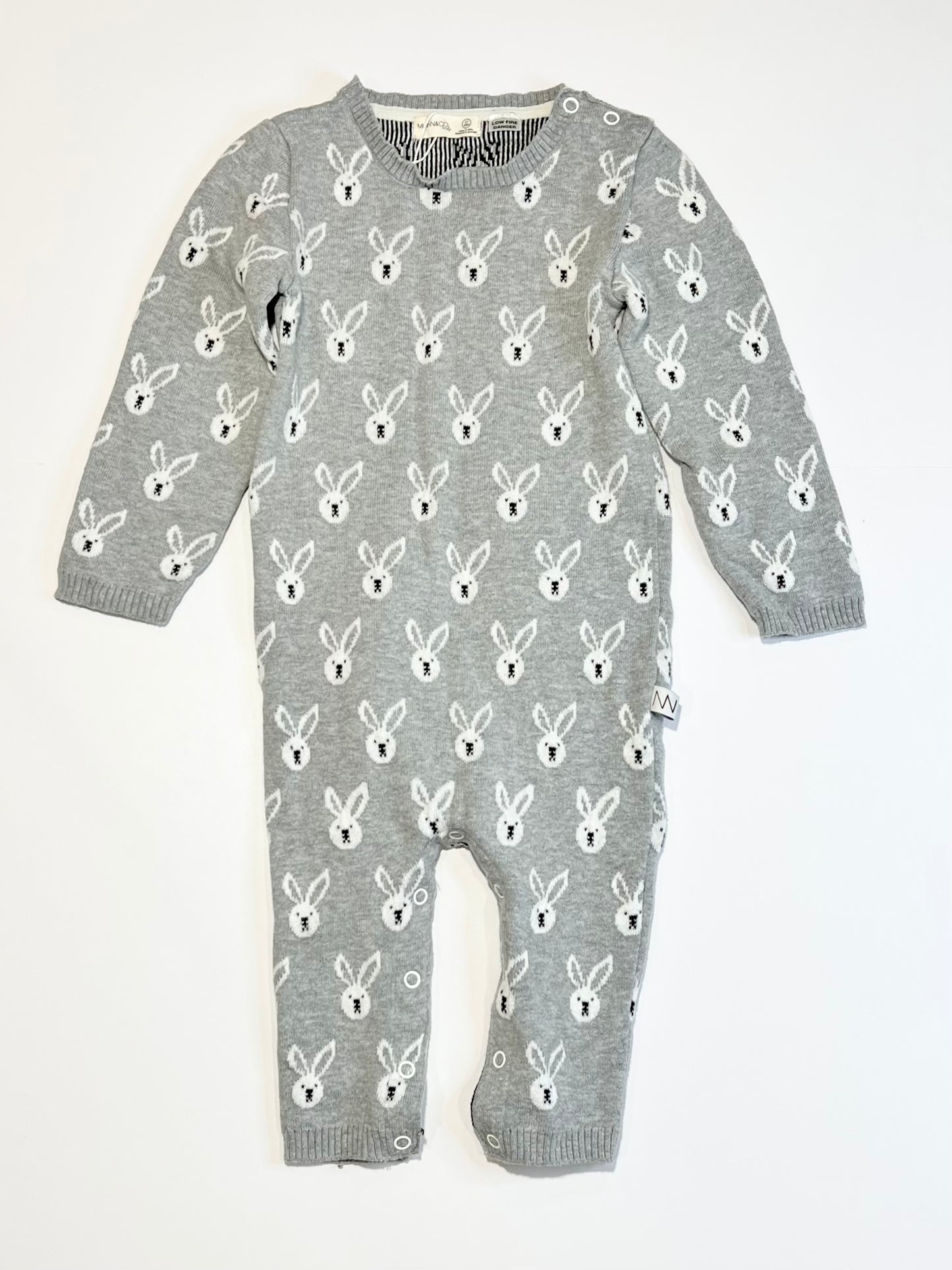 Grey bunny knit onesie - Size 1