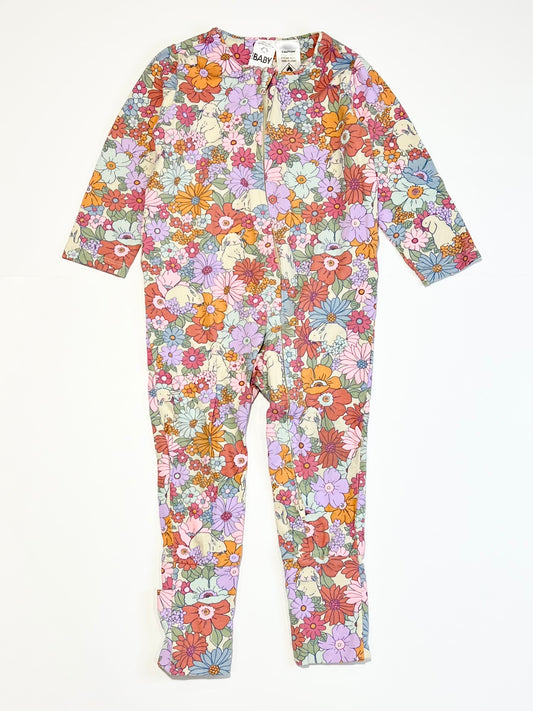 Floral bunny zip onesie - Size 1