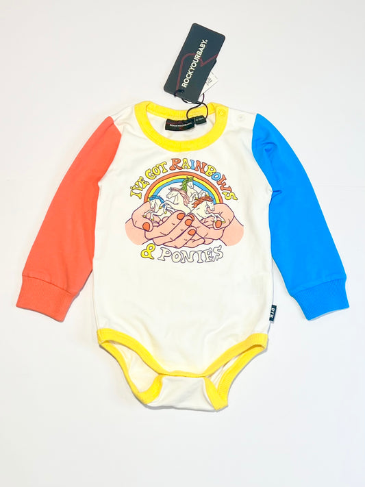 Rainbows and ponies bodysuit brand new - Size 1