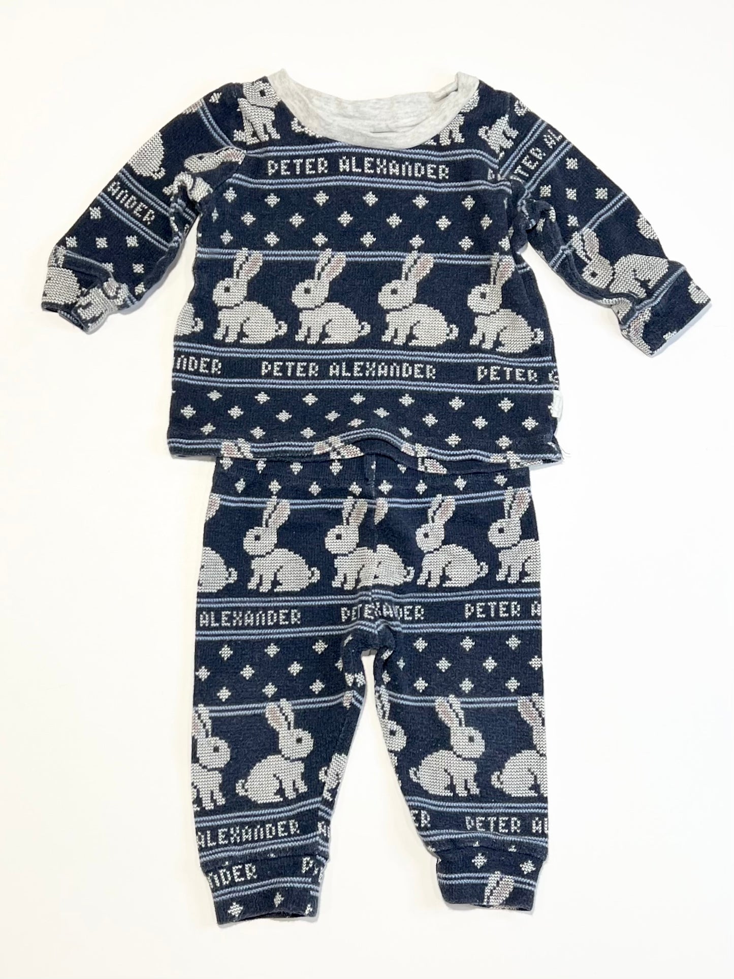 Navy bunny waffle pyjamas - Size 0