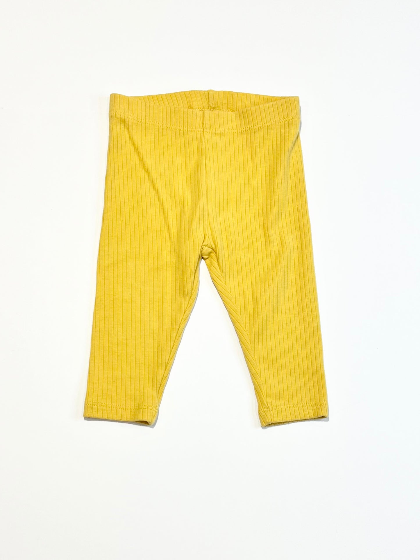 Yellow ribbed leggings - Size 6-9 months