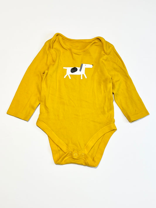 Yellow dog bodysuit - Size 9-12 months