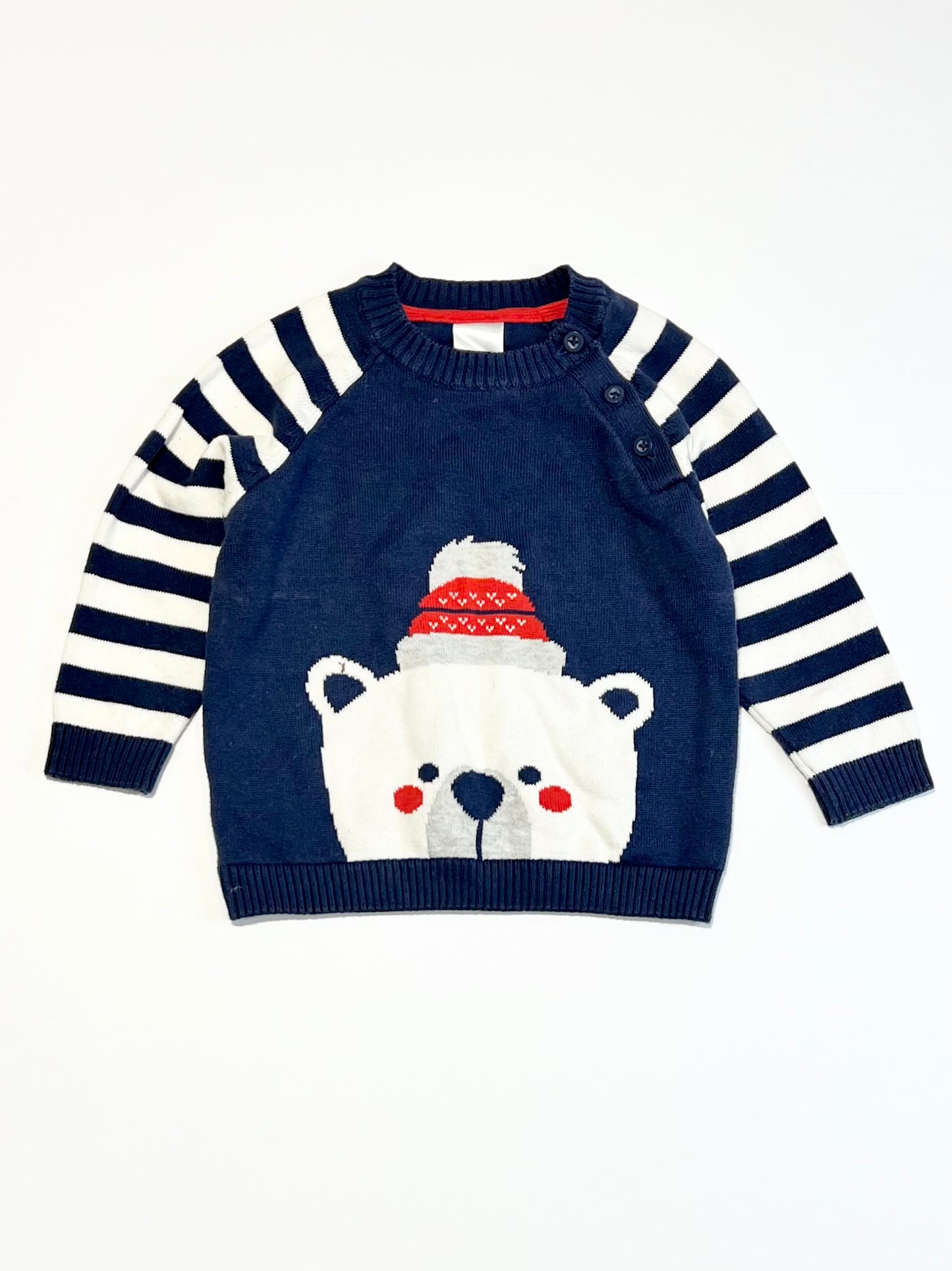 Navy bear knit jumper - Size 0