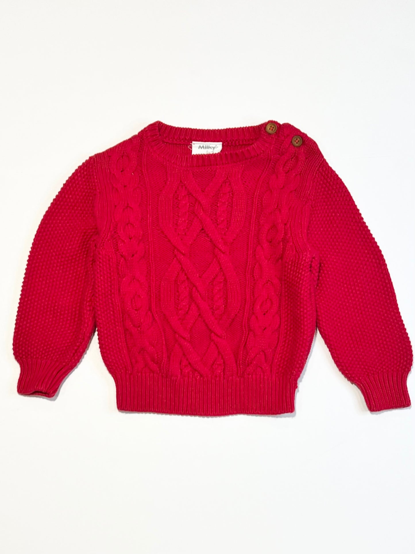 Red cable knit jumper - Size 0