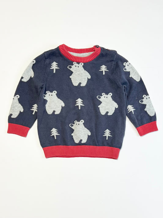 Navy bears knit jumper - Size 0