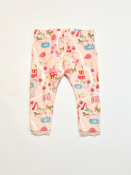 Pink playground leggings - Size 6-9 months