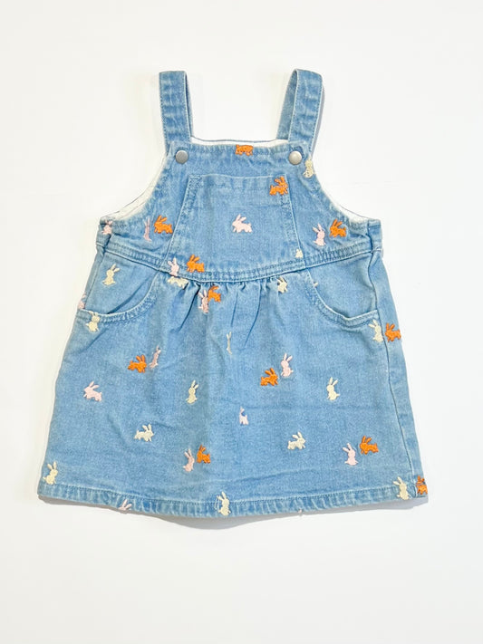 Denim bunny pinafore - Size 0