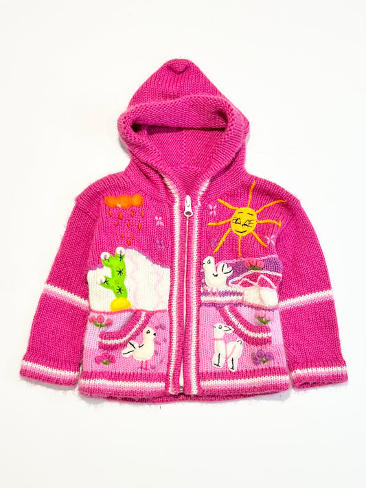 Pink knit zip hoodie - Size 0