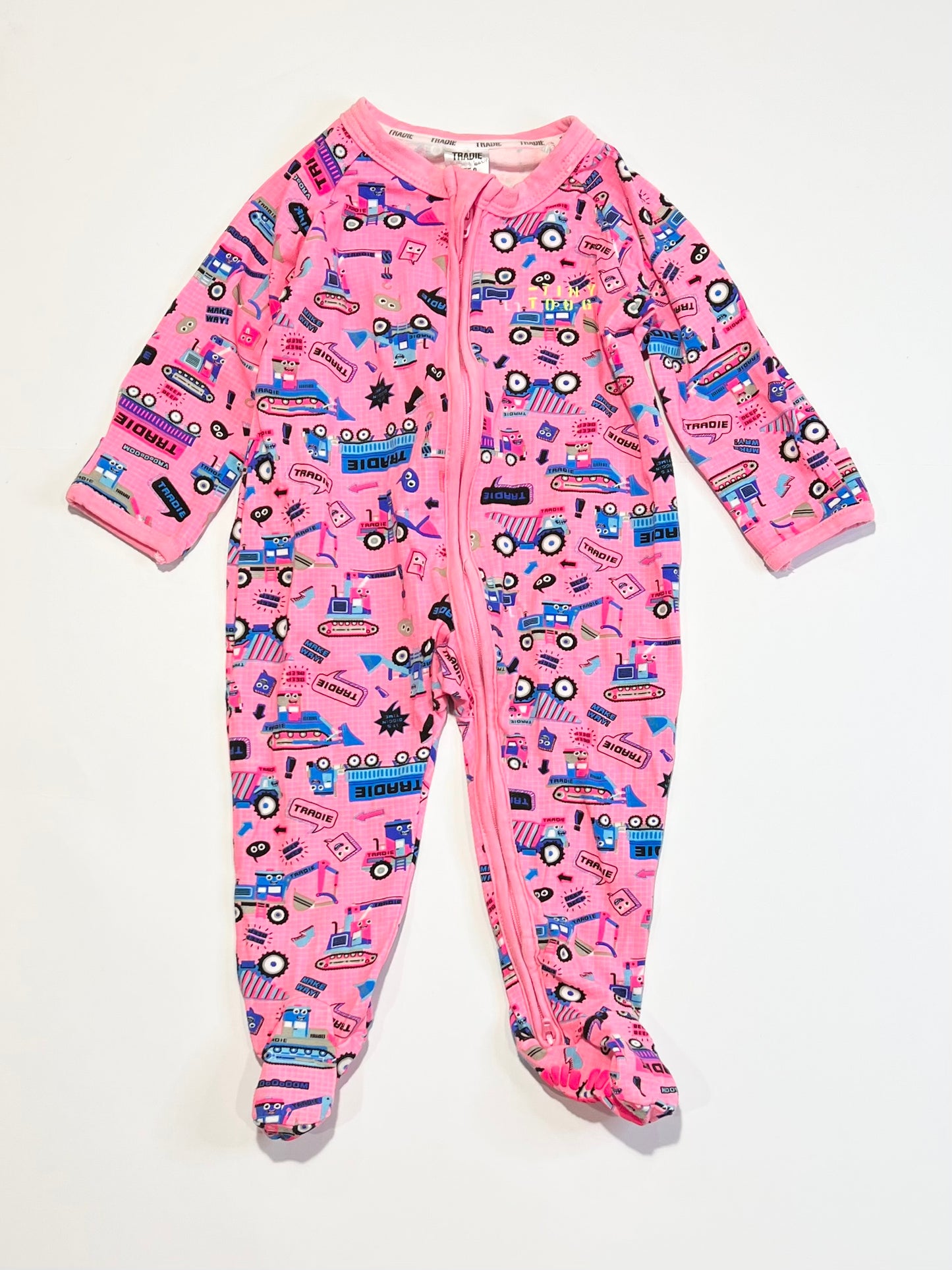 Trucks zip onesie - Size 0