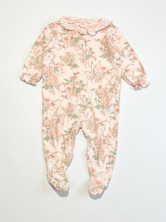 Pink floral onesie - Size 6-9 months