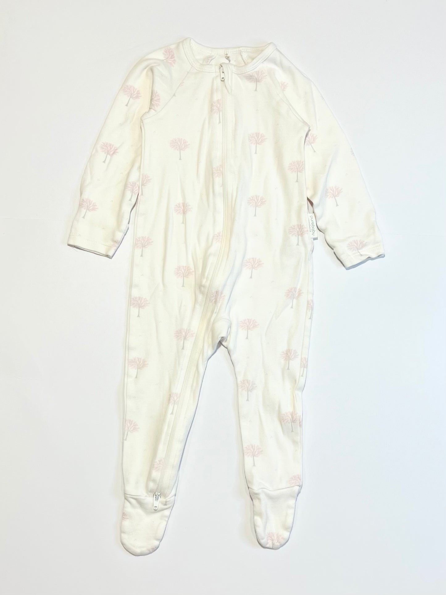 Pink trees zip onesie - Size 0