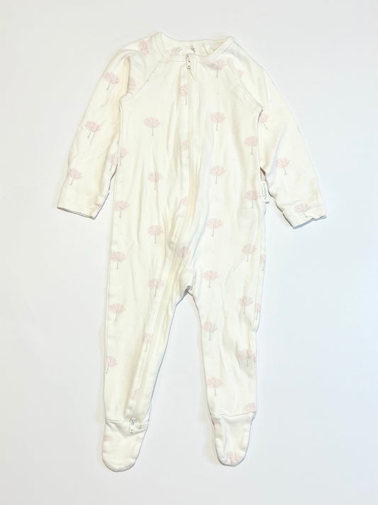 Pink trees zip onesie - Size 0