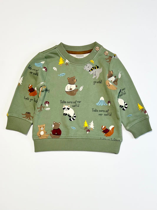 Green animals sweater - Size 00