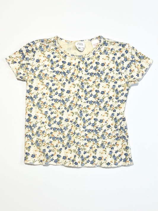 Ribbed floral tee - Size 4-5