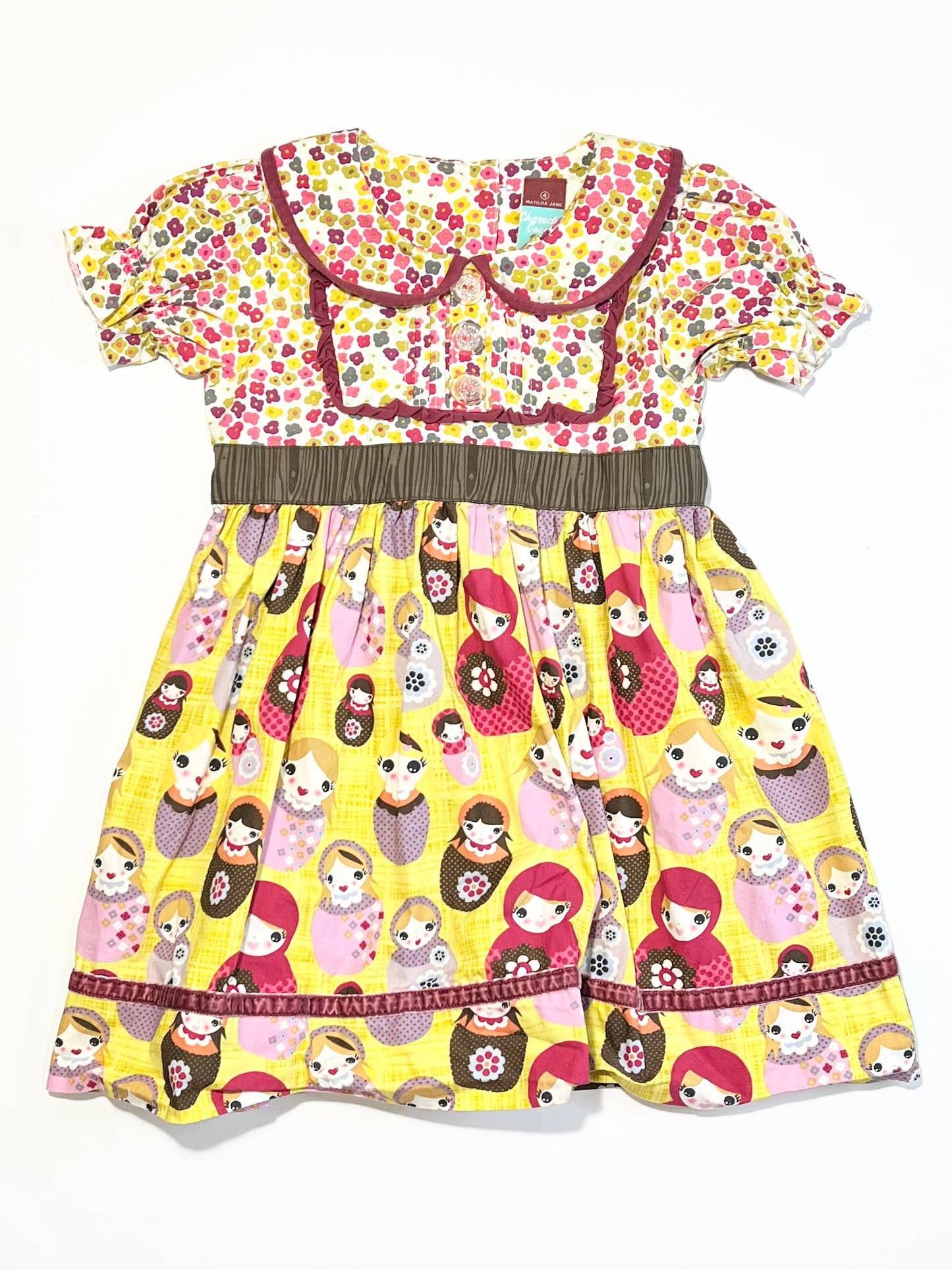 Floral dolls dress - Size 4