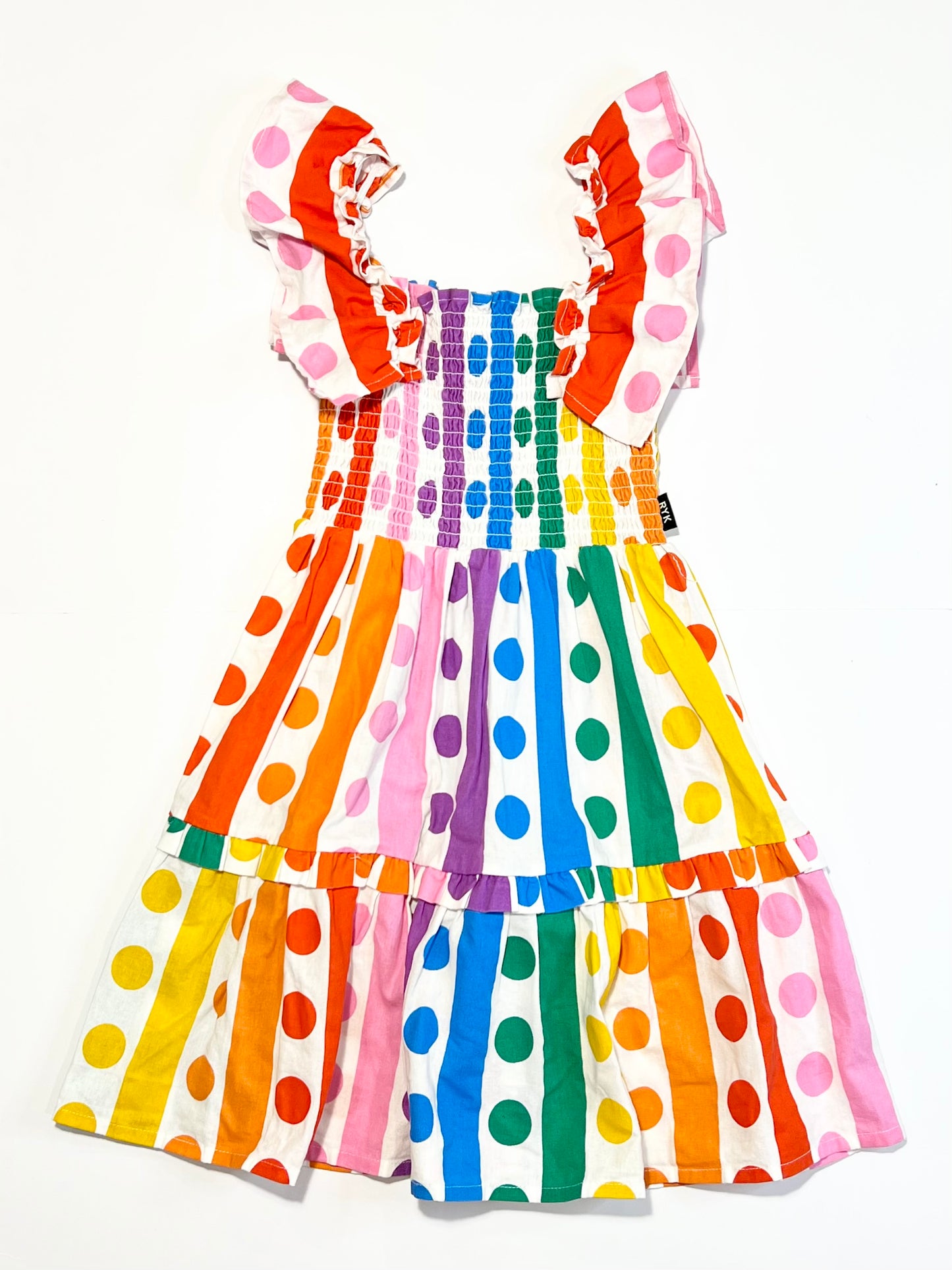 Rainbow Drops shirred dress - Size 4