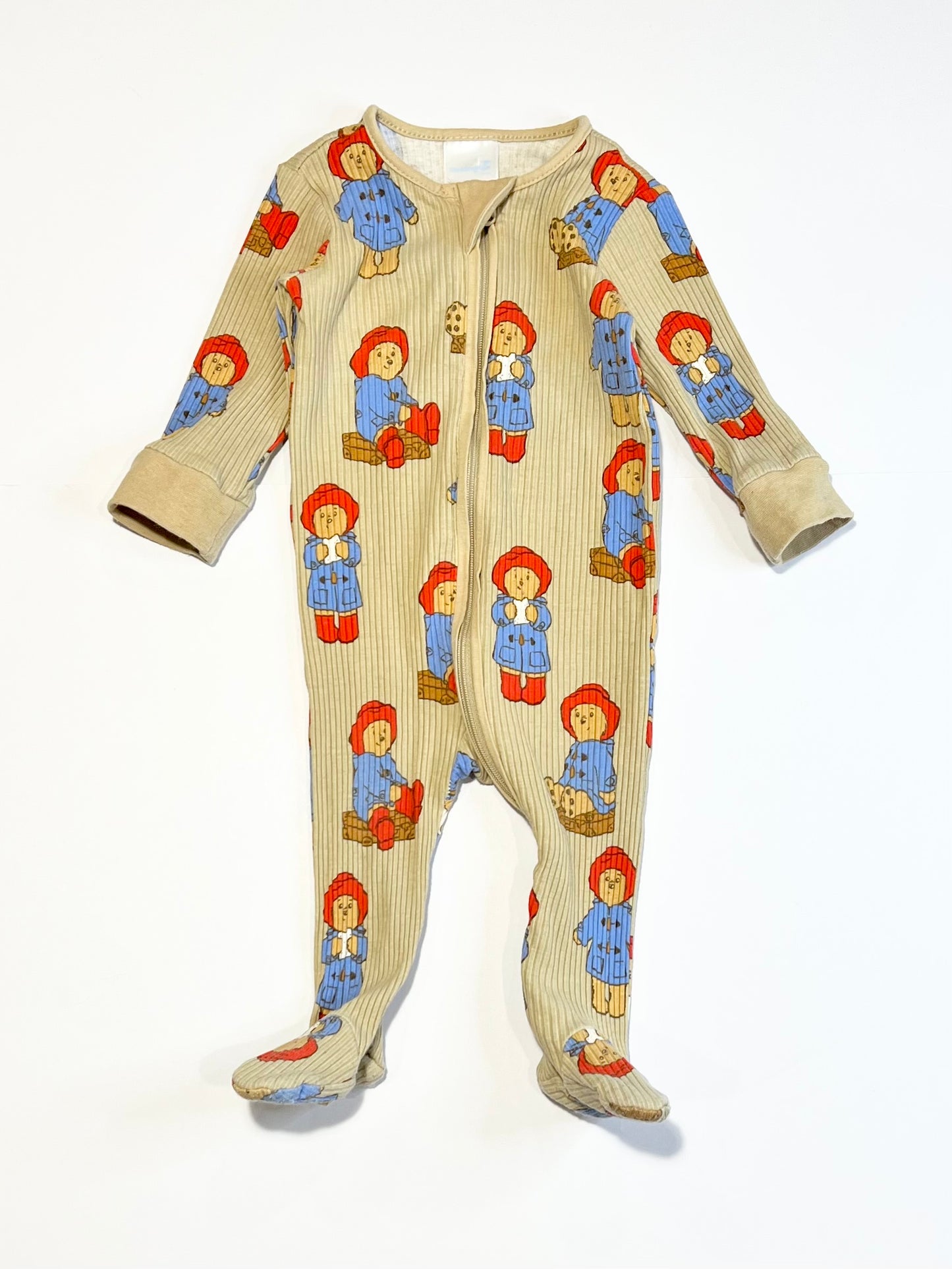 Ribbed Paddington zip onesie - Size 00