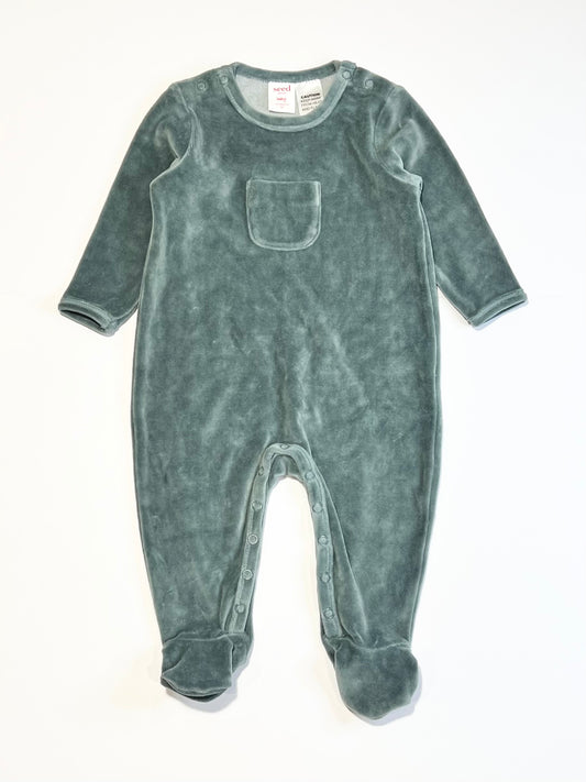 Green velour onesie - Size 00