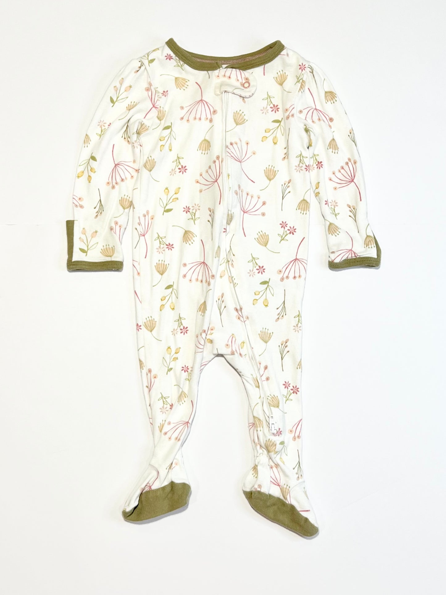 Ribbed floral zip onesie - Size 00