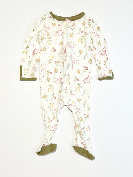 Ribbed floral zip onesie - Size 00