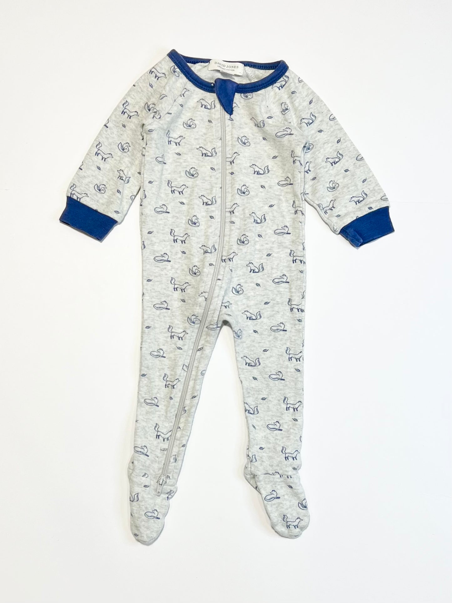 Ribbed foxes zip onesie - Size 000