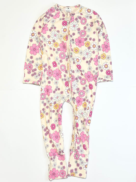 Floral zip onesie - Size 2