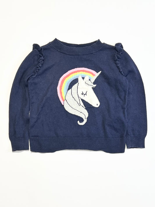 Navy unicorn jumper - Size 2