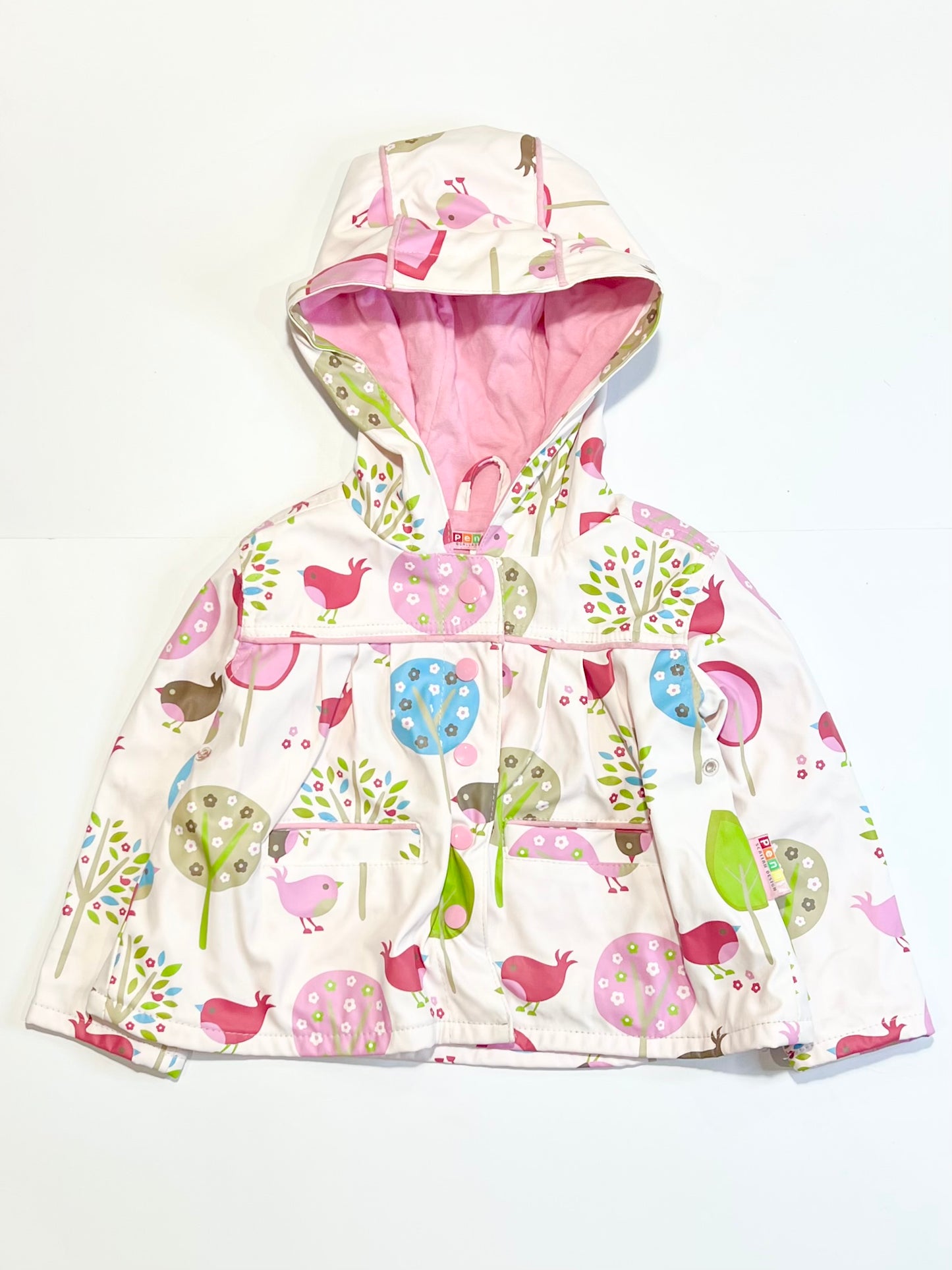 Pink birds rain jacket - Size 1