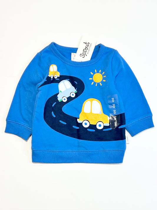 Blue cars sweater brand new - Size 0