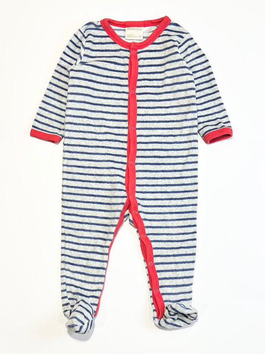Striped velour onesie - Size 0