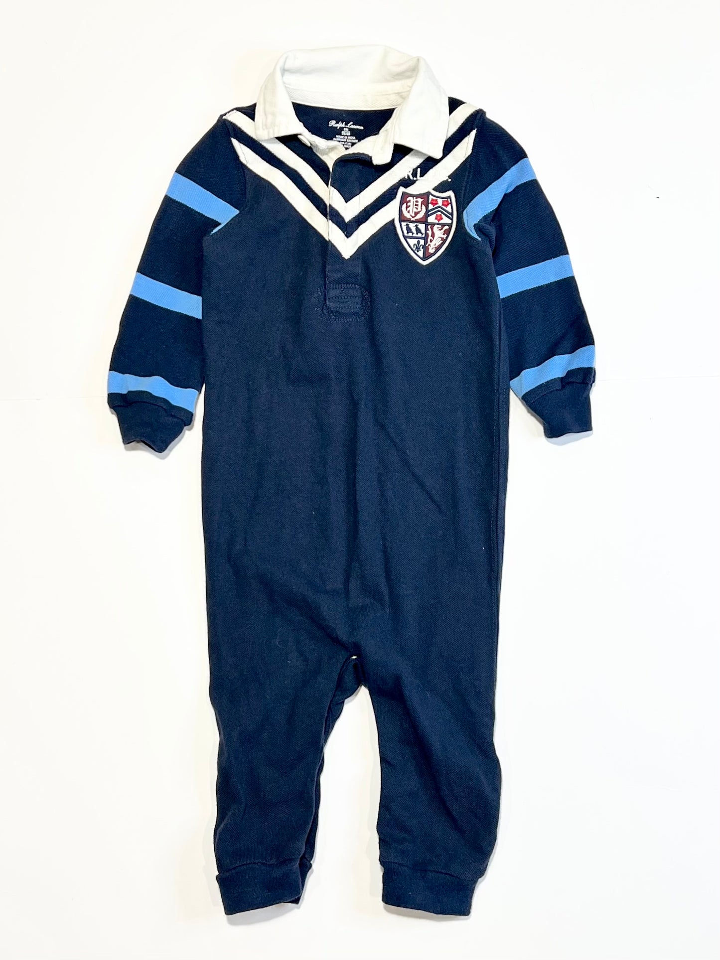 Navy polo onesie - Size 6-9 months