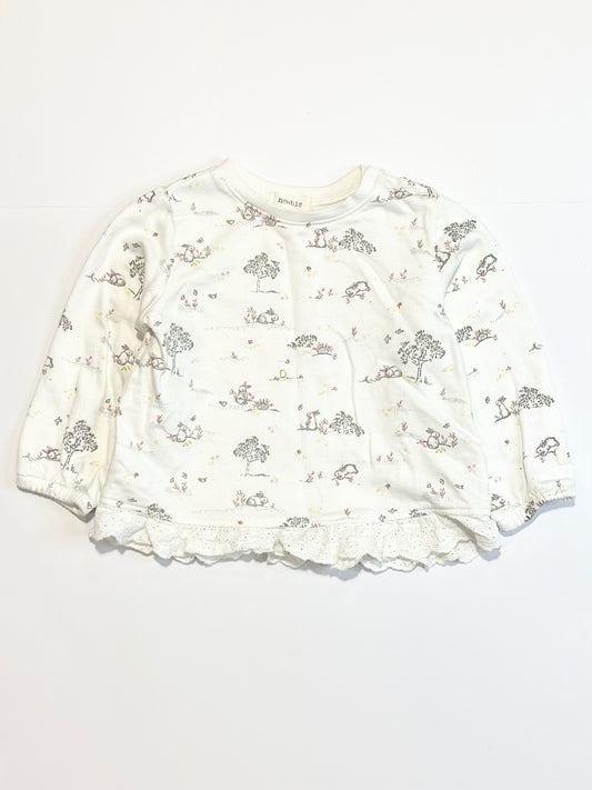 White bunnies jumper - Size 6-9 months