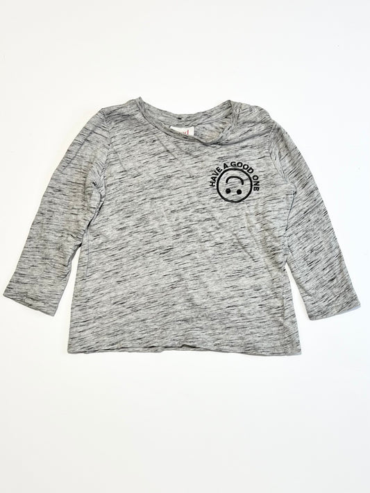 Grey smiley face top - Size 2