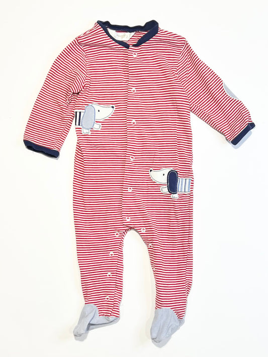 Striped puppies onesie - Size 4-6 months