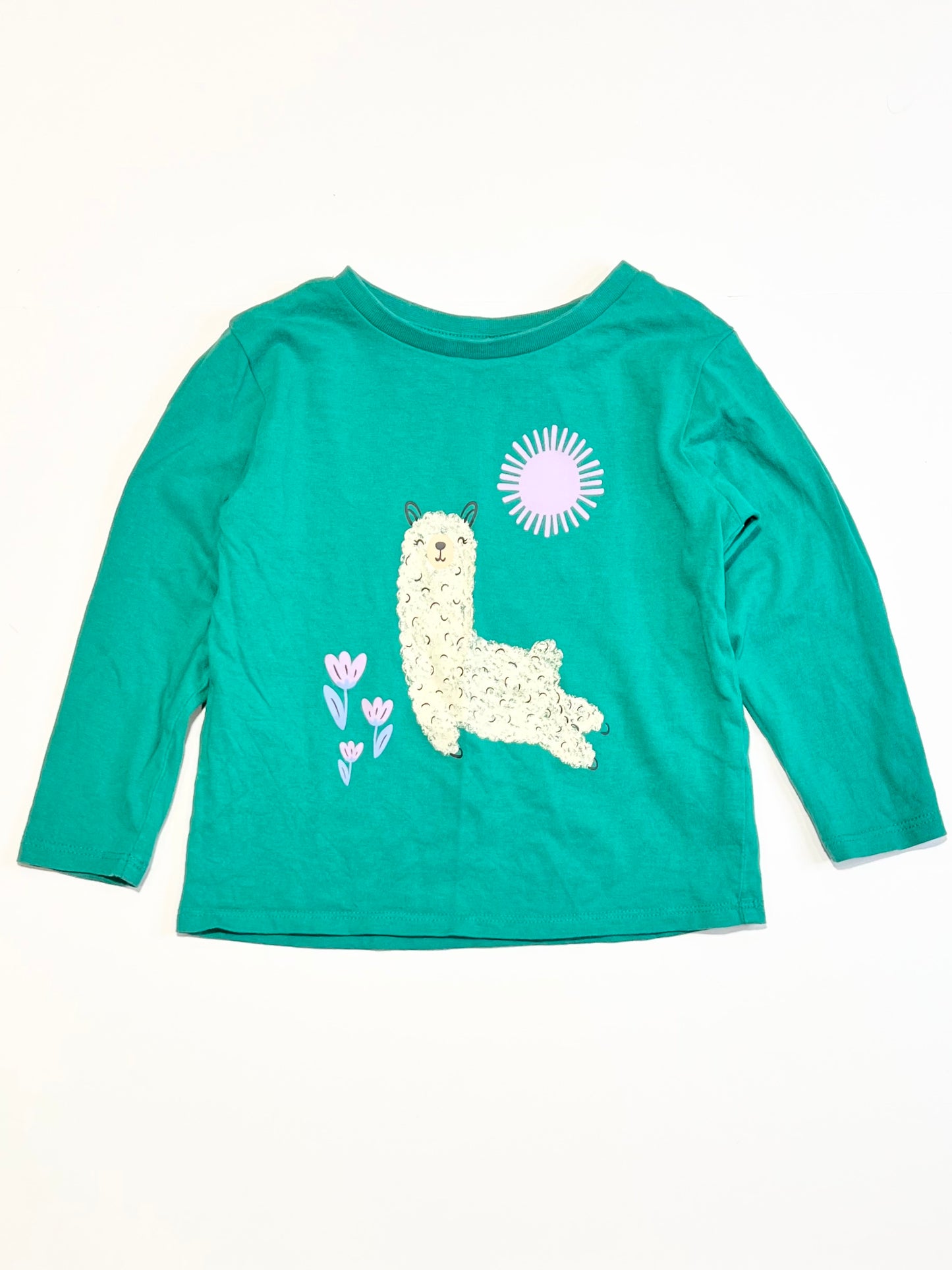Green llama top - Size 2