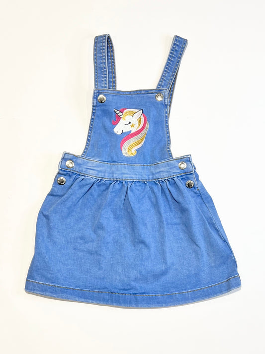Denim unicorn pinafore - Size 2